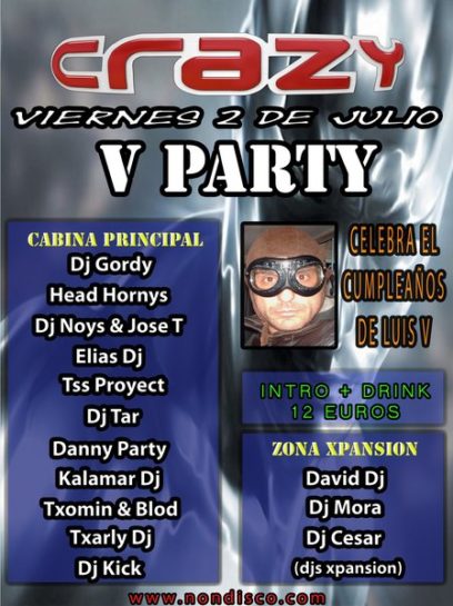 Cartel de la fiesta V Party @ Crazy 