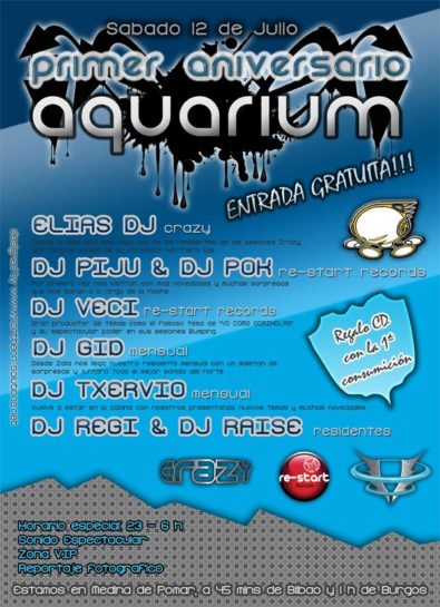 Cartel de la fiesta 1er Aniversario Aquarium