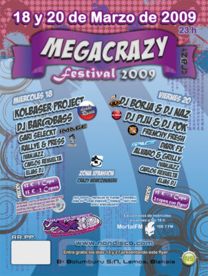 Cartel de la fiesta MegaCrazy Festival 2009